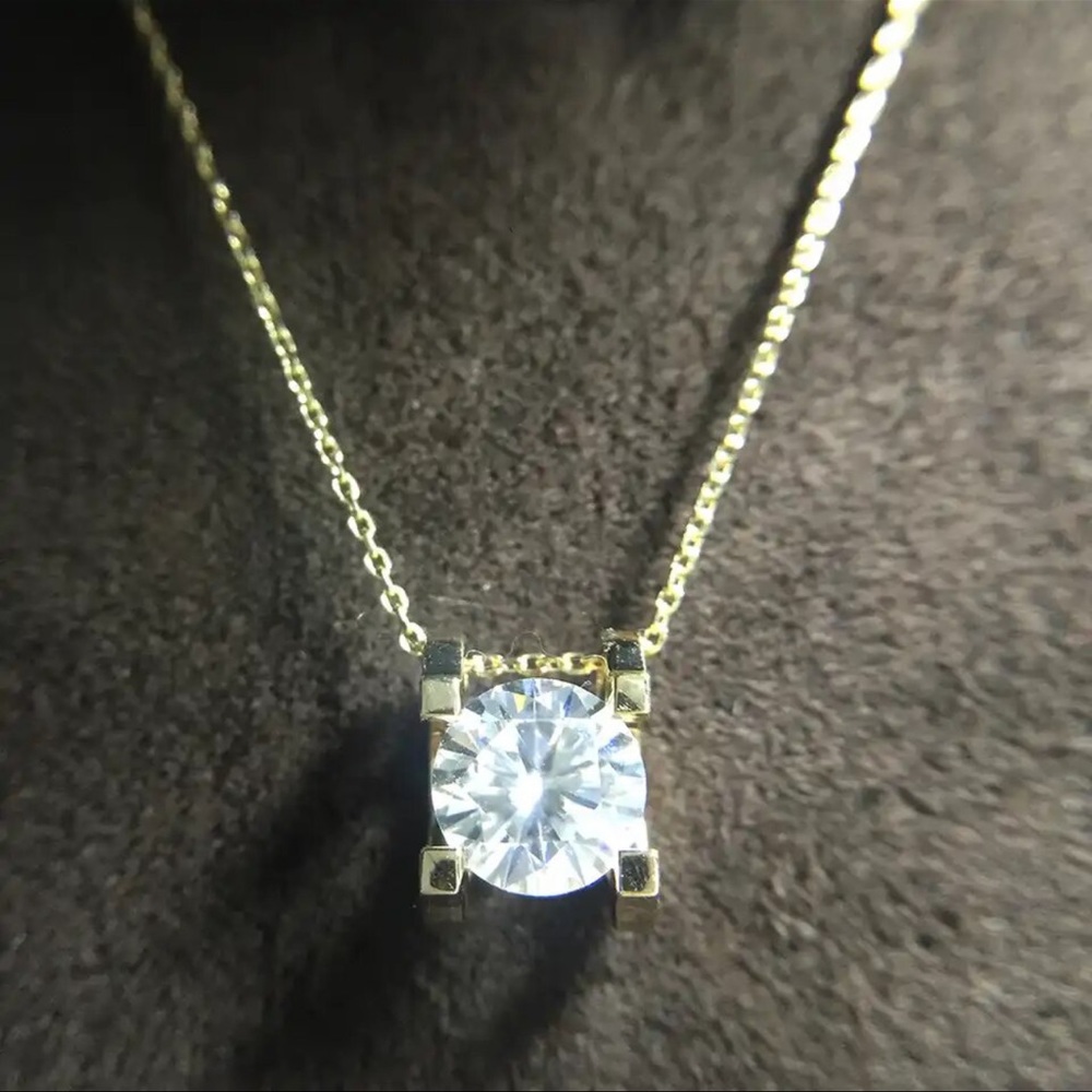 14kt solid yellow gold necklace with diamond lab made 1 carat total weight - Picture 4 of 5